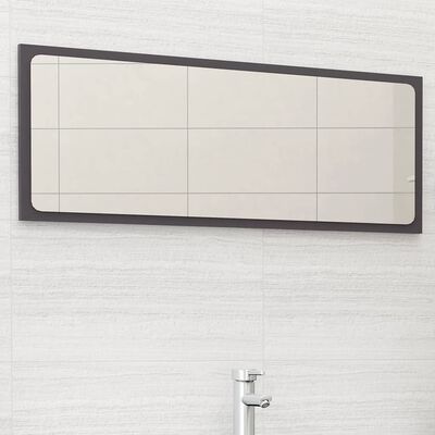 vidaXL Miroir de salle de bain Gris brillant 100x1,5x37 cm Aggloméré