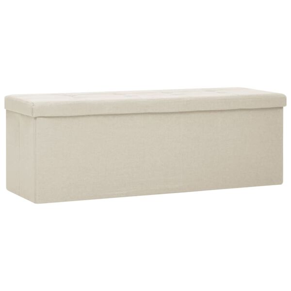 vidaXL Banc de rangement pliable Blanc cr&egrave;me Faux lin
