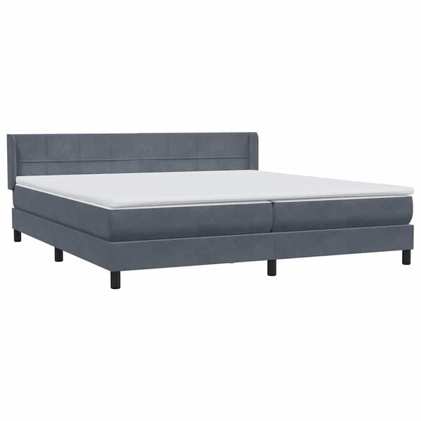vidaXL Sommier &agrave; lattes de lit et matelas gris fonc&eacute; 180x210cm velours