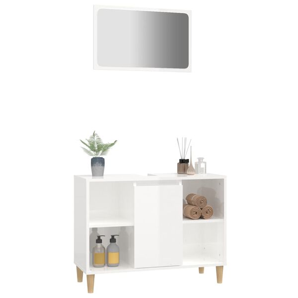 vidaXL Ensemble de meubles de salle de bain 2 pcs blanc brillant