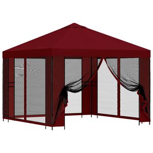 vidaXL Abri de jardin avec parois 3 x 3 m Bordeaux Polyester et Acier