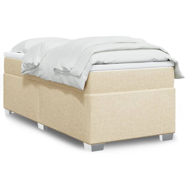 vidaXL Sommier à lattes de lit avec matelas Crème 90x200 cm Tissu