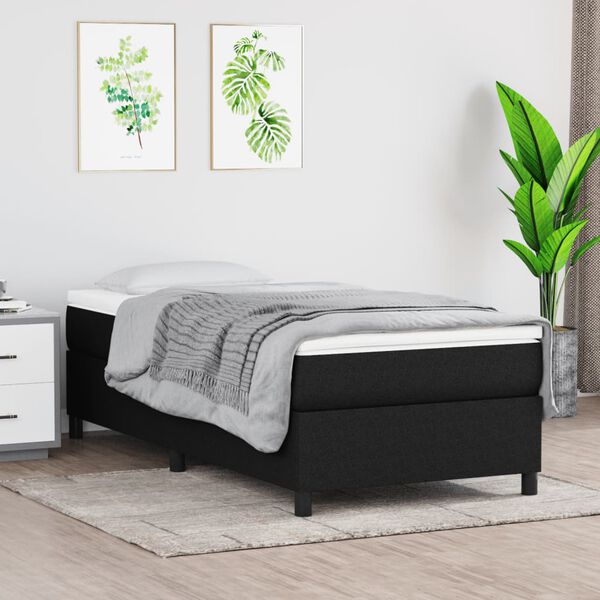 vidaXL Sommier à lattes de lit et matelas Noir 80x200 cm Tissu
