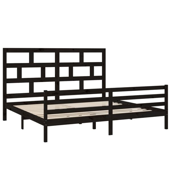 vidaXL Cadre de lit sans matelas noir bois massif 200x200 cm