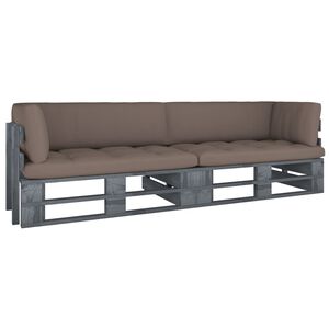 vidaXL Canap&eacute; palette 2 places avec coussins Pin impr&eacute;gn&eacute; de gris