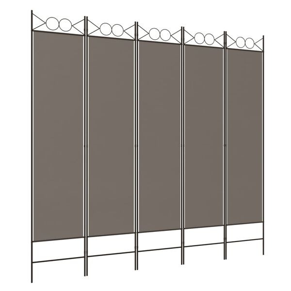 vidaXL Cloison de s&eacute;paration 5 panneaux Anthracite 200x220 cm Tissu
