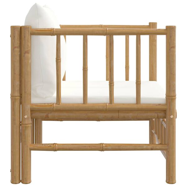 vidaXL Canap&eacute; de jardin avec coussins blanc cr&egrave;me bambou