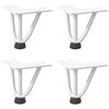 vidaXL Pieds en épingle à cheveux pour table basse 4 pièces Blanc 10 cm Acier massif