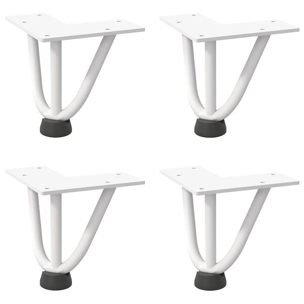 vidaXL Pieds en épingle à cheveux pour table basse 4 pièces Blanc 10 cm Acier massif