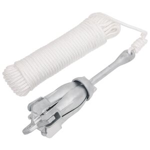 vidaXL Ancre pliable avec corde argent&eacute; 4 kg fonte galvanis&eacute;e &agrave; chaud