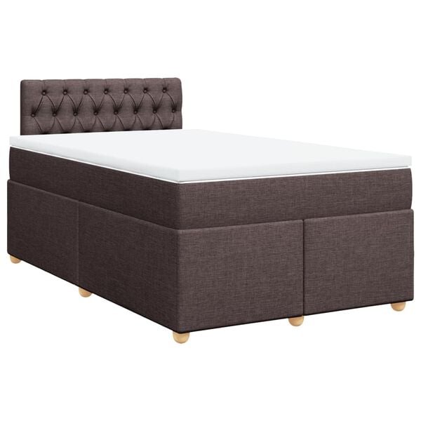 vidaXL Sommier &agrave; lattes de lit et matelas marron fonc&eacute; 120x190cm tissu