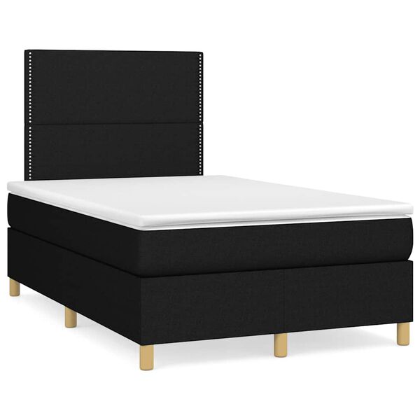 vidaXL Sommier &agrave; lattes de lit matelas et LED noir 120x190 cm tissu