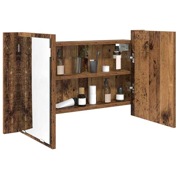 vidaXL Armoire Miroir de Salle de Bain Bois Ancien 80 x 12 x 45 cm