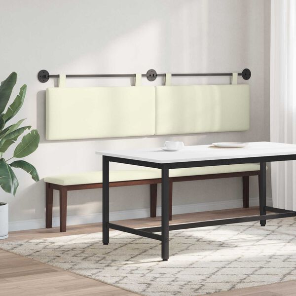 vidaXL T&ecirc;te de lit suspendue Montage mural Uni Cr&egrave;me 210 x 55 x 5 cm