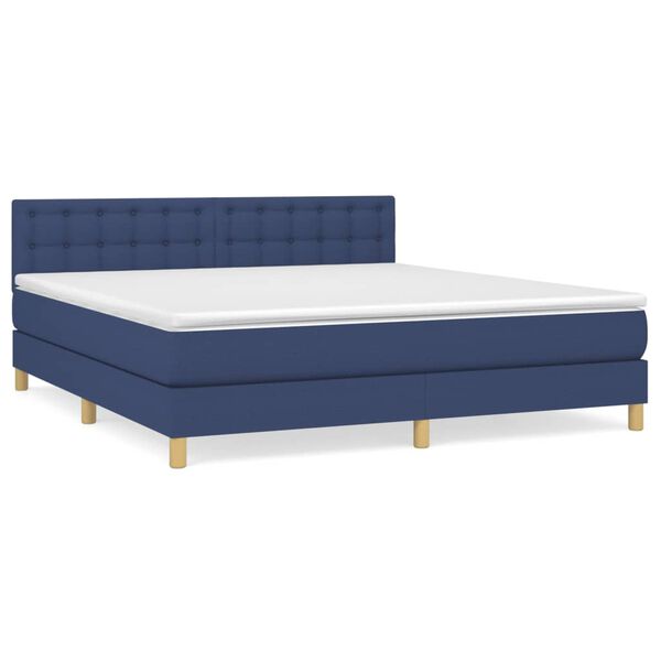 vidaXL Sommier &agrave; lattes de lit avec matelas Bleu 180x200 cm Tissu