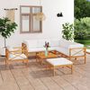 vidaXL Salon de jardin 8 pcs avec coussins cr&egrave;me bois de teck solide