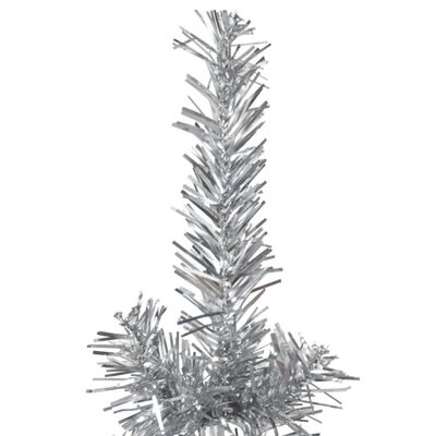 vidaXL Demi sapin de Noël artificiel mince avec support Argenté 210 cm