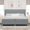 vidaXL Lit &agrave; ressorts avec matelas Gris clair 200 x 200 cm tissu