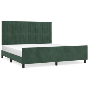 vidaXL Cadre de lit sans matelas vert fonc&eacute; velours