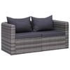 vidaXL Salon de jardin 8 pcs avec coussins r&eacute;sine tress&eacute;e gris