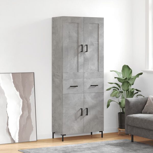 vidaXL Buffet haut Gris béton 69,5x34x180 cm Bois d'ingénierie