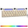 vidaXL T&ecirc;te de lit suspendue Avec lumi&egrave;re LED Cr&egrave;me Tissu