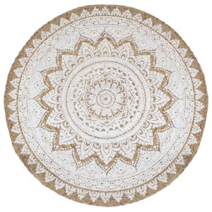 vidaXL Tapis de sol Jute tressée imprimée 210 cm Rond