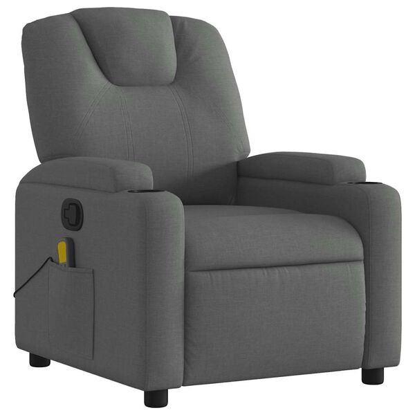 vidaXL Fauteuil inclinable de massage gris foncé tissu