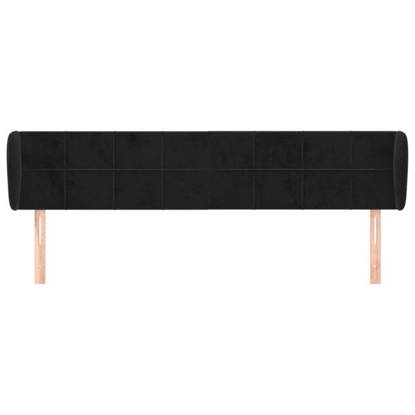 vidaXL T&ecirc;te de lit avec oreilles Noir 183x23x78/88 cm Velours