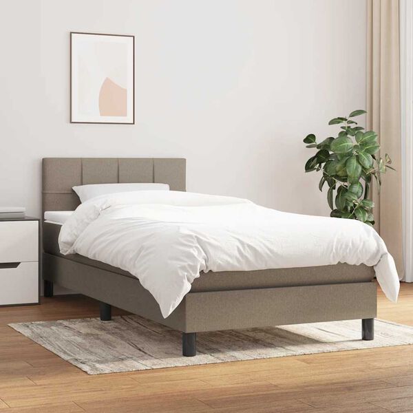 vidaXL Sommier &agrave; lattes de lit avec matelas Taupe 90x190 cm Tissu