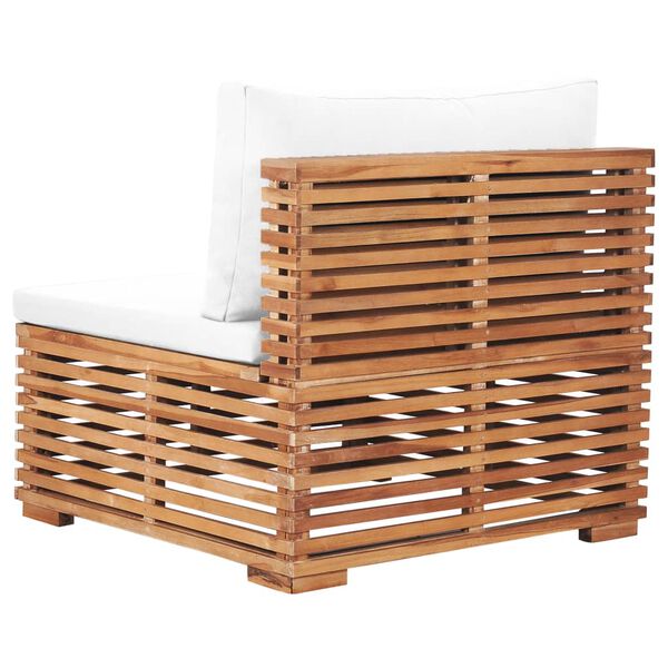 vidaXL Canap&eacute; central de jardin avec coussin cr&egrave;me Bois de teck solide