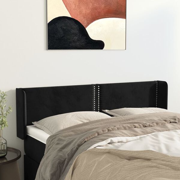 vidaXL T&ecirc;te de lit avec oreilles Noir 147x16x78/88 cm Velours