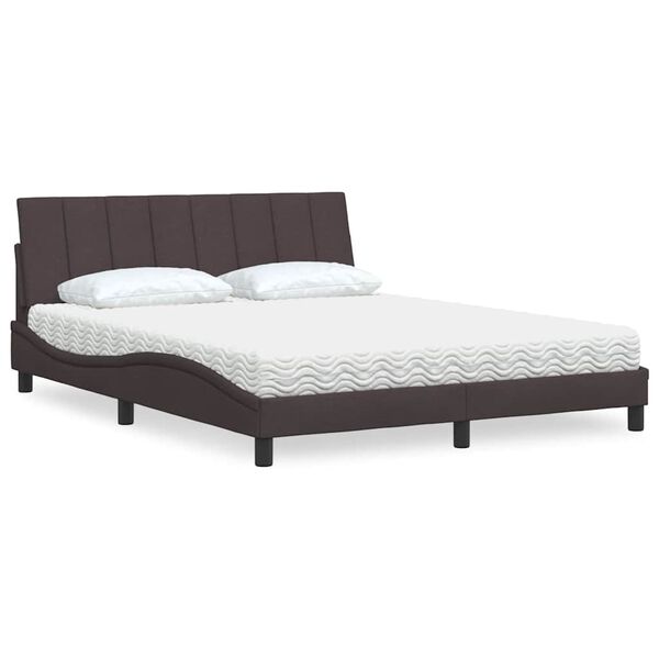 vidaXL Lit avec matelas Hanko marron fonc&eacute; 160x200 cm tissu