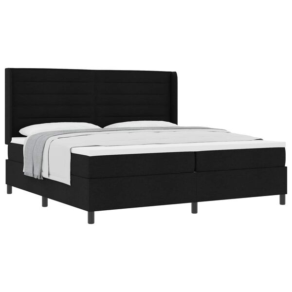 vidaXL Lit &agrave; ressorts avec matelas Noir 200 x 200 cm tissu