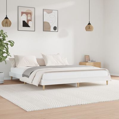 vidaXL Cadre de lit blanc brillant 150x200 cm bois d'ingénierie