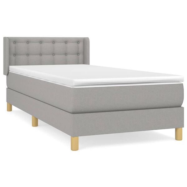 vidaXL Sommier &agrave; lattes de lit avec matelas Gris clair 100x200cm Tissu