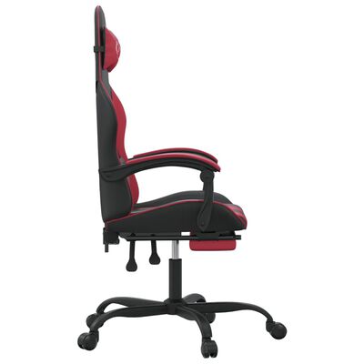 vidaXL Chaise de jeu avec repose-pied Noir/rouge bordeaux Similicuir