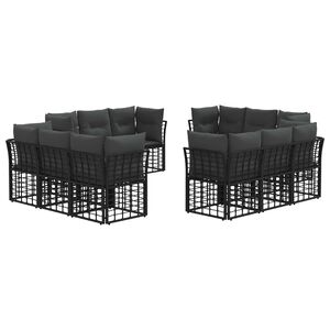 vidaXL Ensemble de canap&eacute;s d'ext&eacute;rieur Noir Polyester
