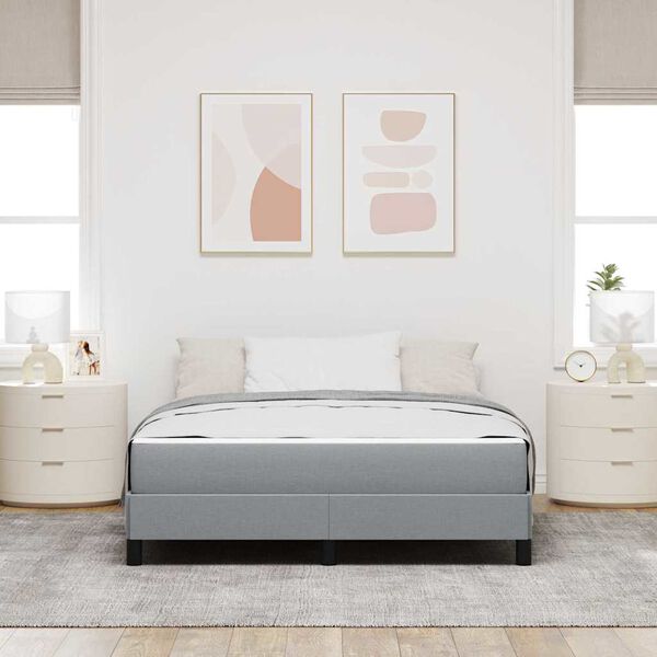 vidaXL Lit &agrave; ressorts avec matelas Gris clair 140 x 200 cm tissu