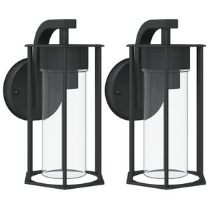 vidaXL Appliques murales d'ext&eacute;rieur 2 pcs noir acier inoxydable