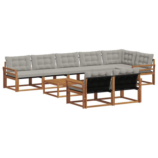 vidaXL Ensemble de canap&eacute;s d'ext&eacute;rieur 9 pcs Gris Naturel et Clair
