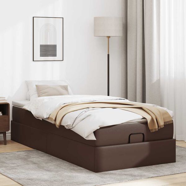 VidaXL Cadre de lit ottoman avec matelas marron 90x200 cm similicuir