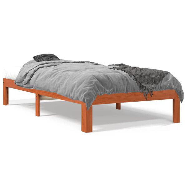 vidaXL Cadre de lit sans matelas cire marron 90x200 cm bois pin massif