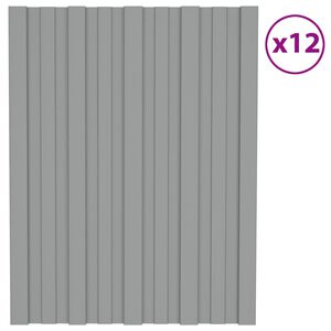 vidaXL Panneaux de toiture 12 pcs Acier galvanis&eacute; Gris 60x45 cm