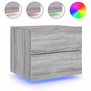vidaXL Table de chevet murale avec lumi&egrave;res LED sonoma gris