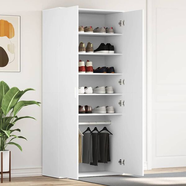 vidaXL Cabinet &agrave; chaussures Blanc 80 x 39 x 178 cm Bois d'ing&eacute;nierie