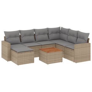 vidaXL Salon de jardin avec coussins 8 pcs beige r&eacute;sine tress&eacute;e