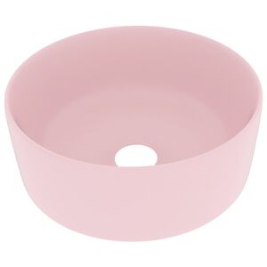 vidaXL Lavabo rond de luxe Rose mat 40x15 cm C&eacute;ramique