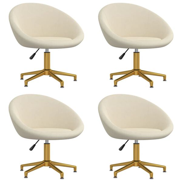 vidaXL Chaises &agrave; manger lot de 4 Cr&egrave;me Velours