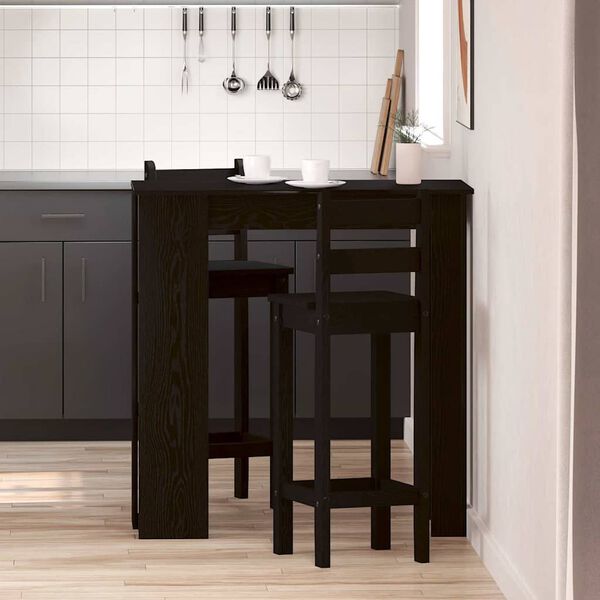vidaXL Table de bar Ch&ecirc;ne noir 102 x 50 x 103,5 cm Bois d'ing&eacute;nierie